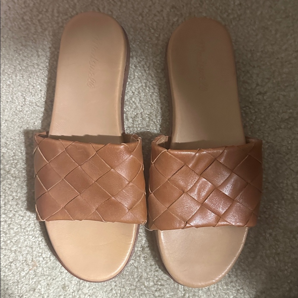 Madewell Woven Slide Sandals in Cognac Brown - Picture 5 of 6
